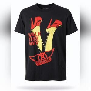 Aerosmith Walk This Way Tee Unisex Small Black Classic Rock Band  album art nwot